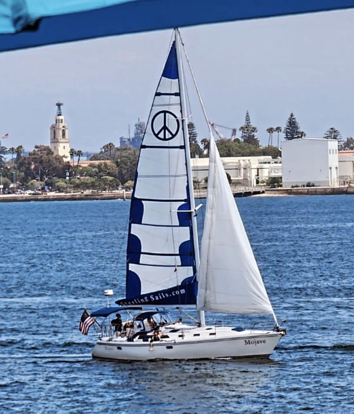 The Mojave sailing past the Point Loma lighthouse on a wildlife sail